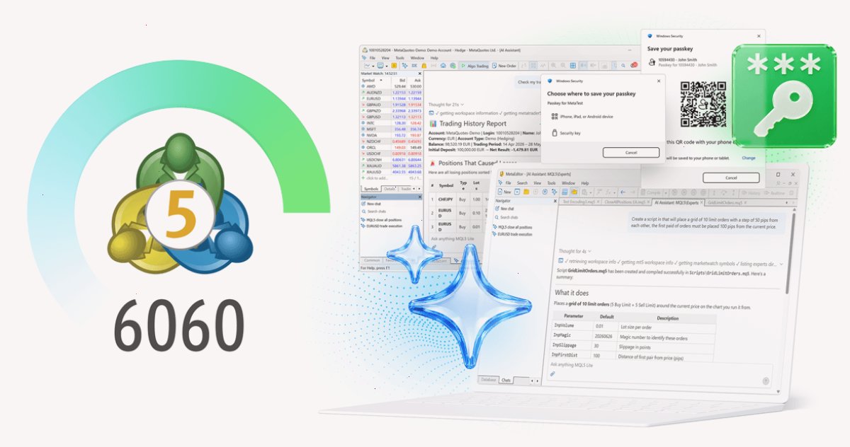 metatrader4下载_MT4_实用工具与辅助资源便捷入口站：MetaTrader 5 Build 6060：AI 集成、Passkey 和 MetaEditor 中的代码管理改进（封面配图）